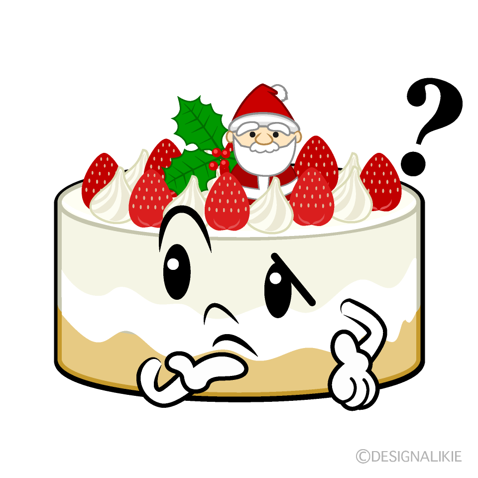 かわいい考えるクリスマスケーキイラスト
