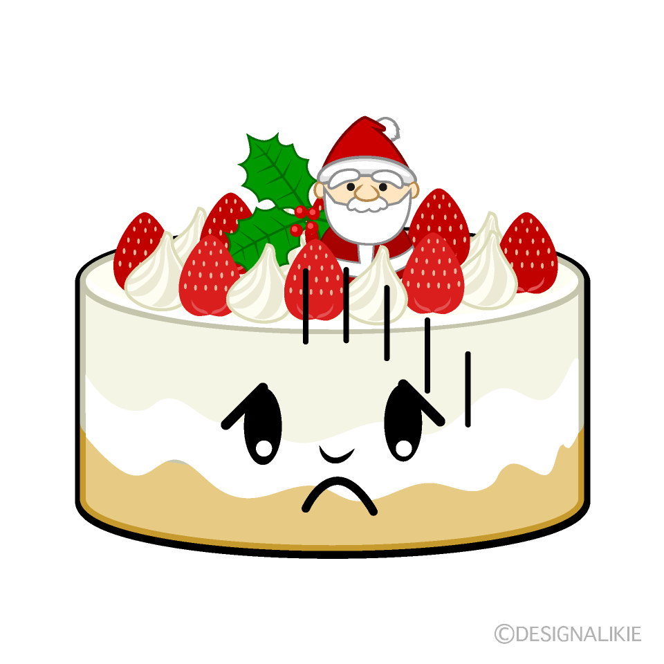 かわいい落ち込むクリスマスケーキイラスト