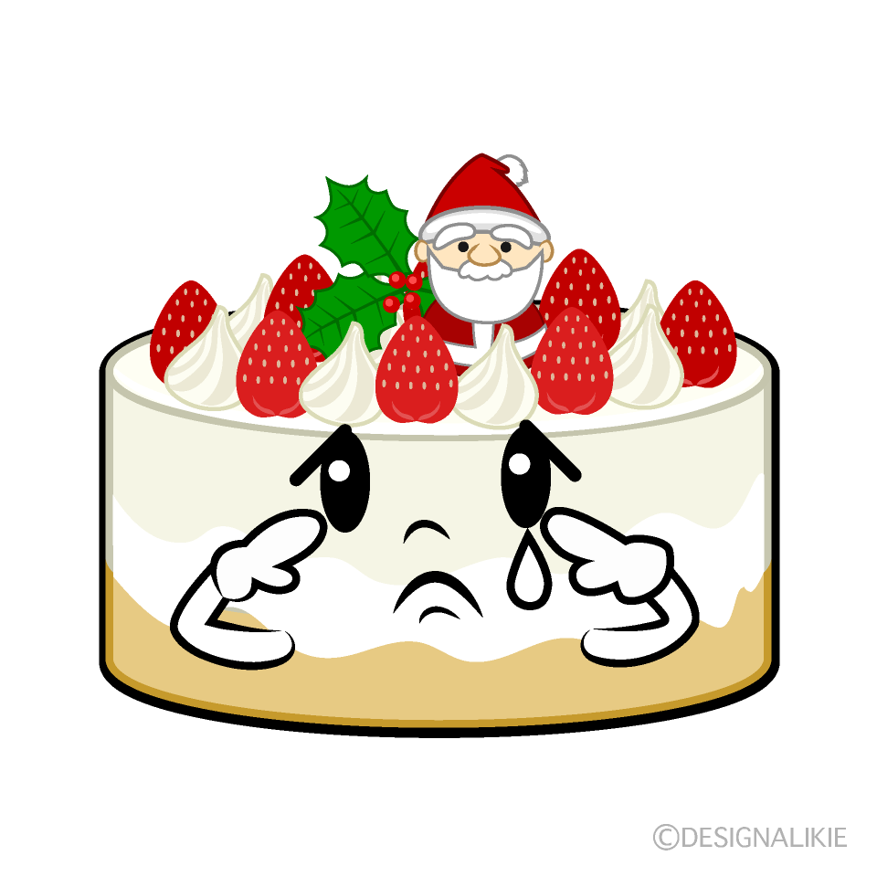 かわいい悲しいクリスマスケーキイラスト