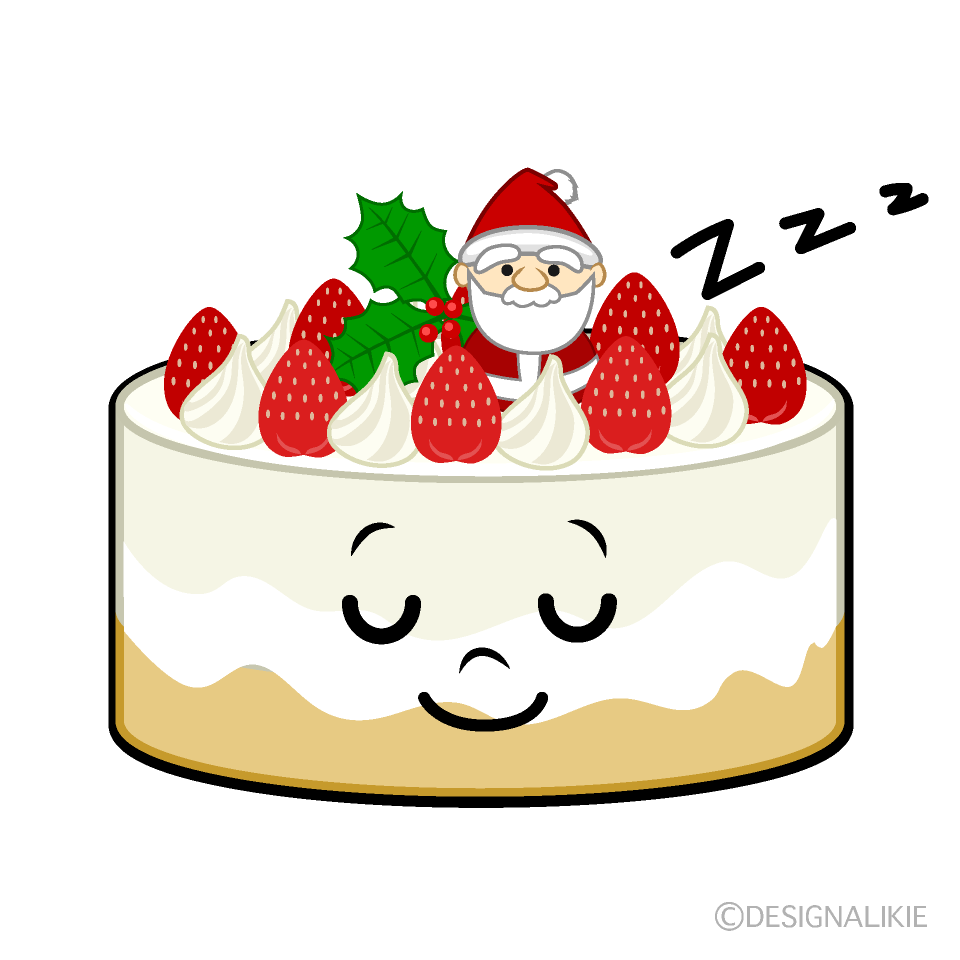 かわいい寝るクリスマスケーキイラスト