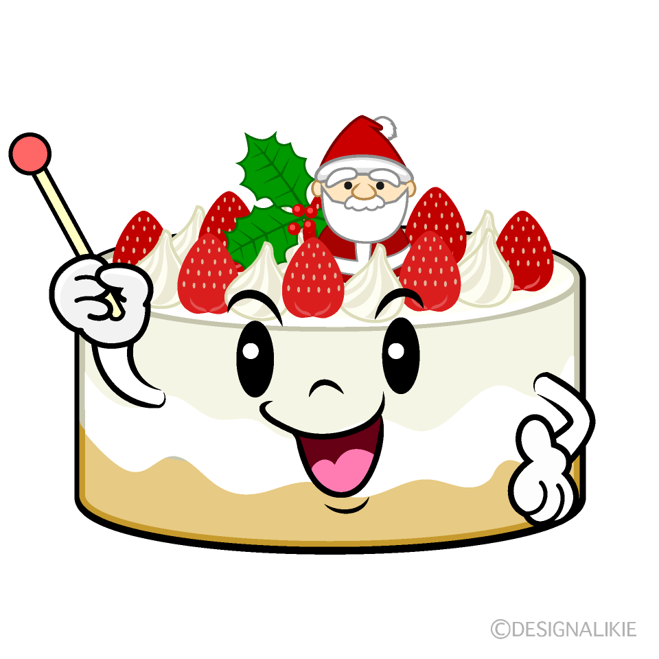 かわいい話すクリスマスケーキイラスト