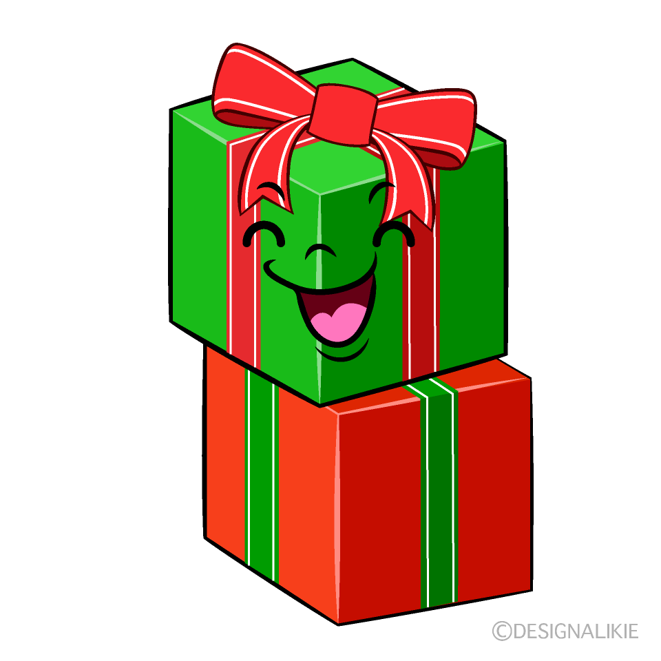 かわいい笑顔のクリスマスプレゼントイラスト