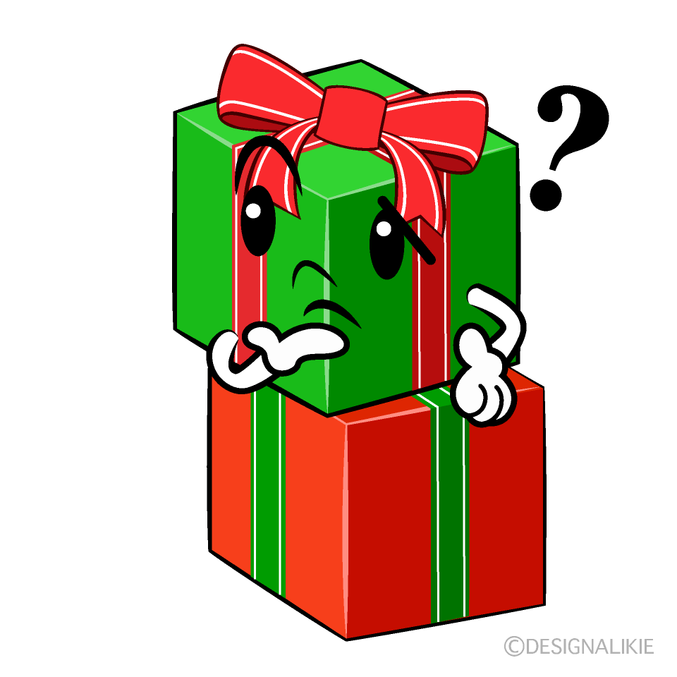 かわいい考えるクリスマスプレゼントイラスト
