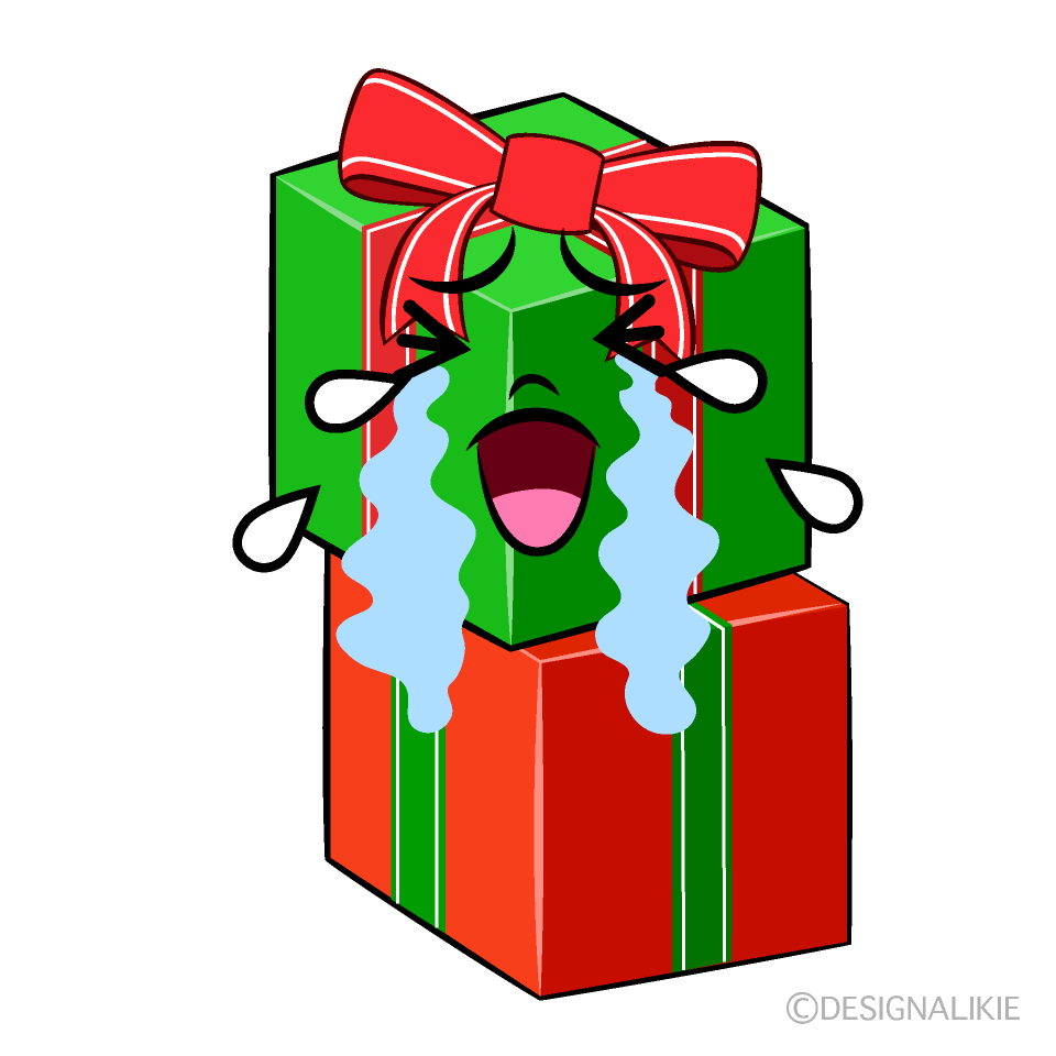 かわいい泣くクリスマスプレゼントイラスト
