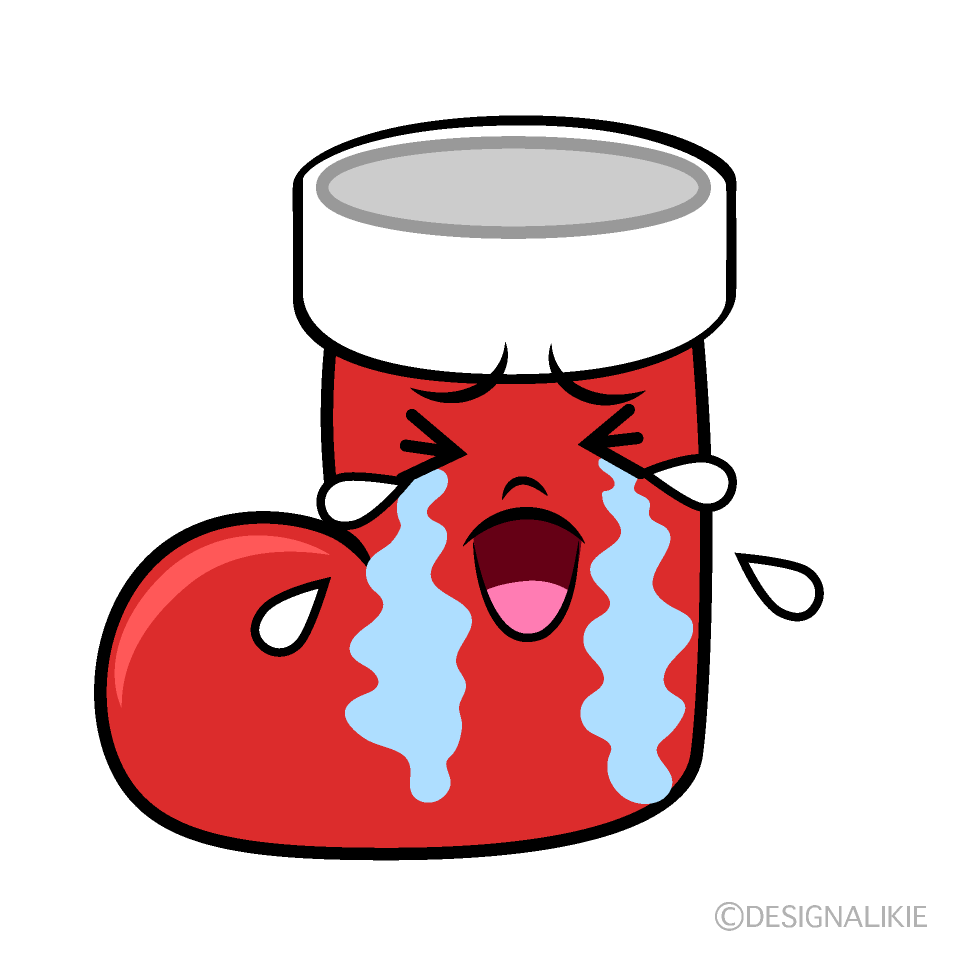 かわいい泣くサンタ長靴イラスト