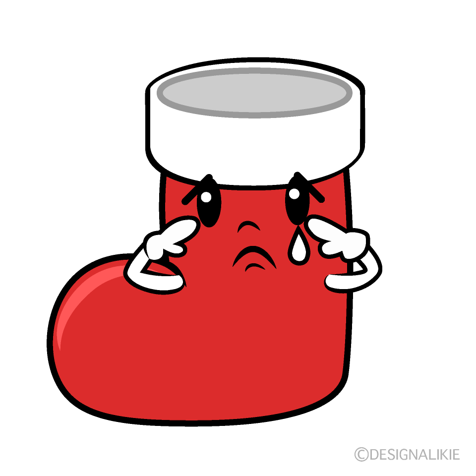 かわいい悲しいサンタ長靴イラスト