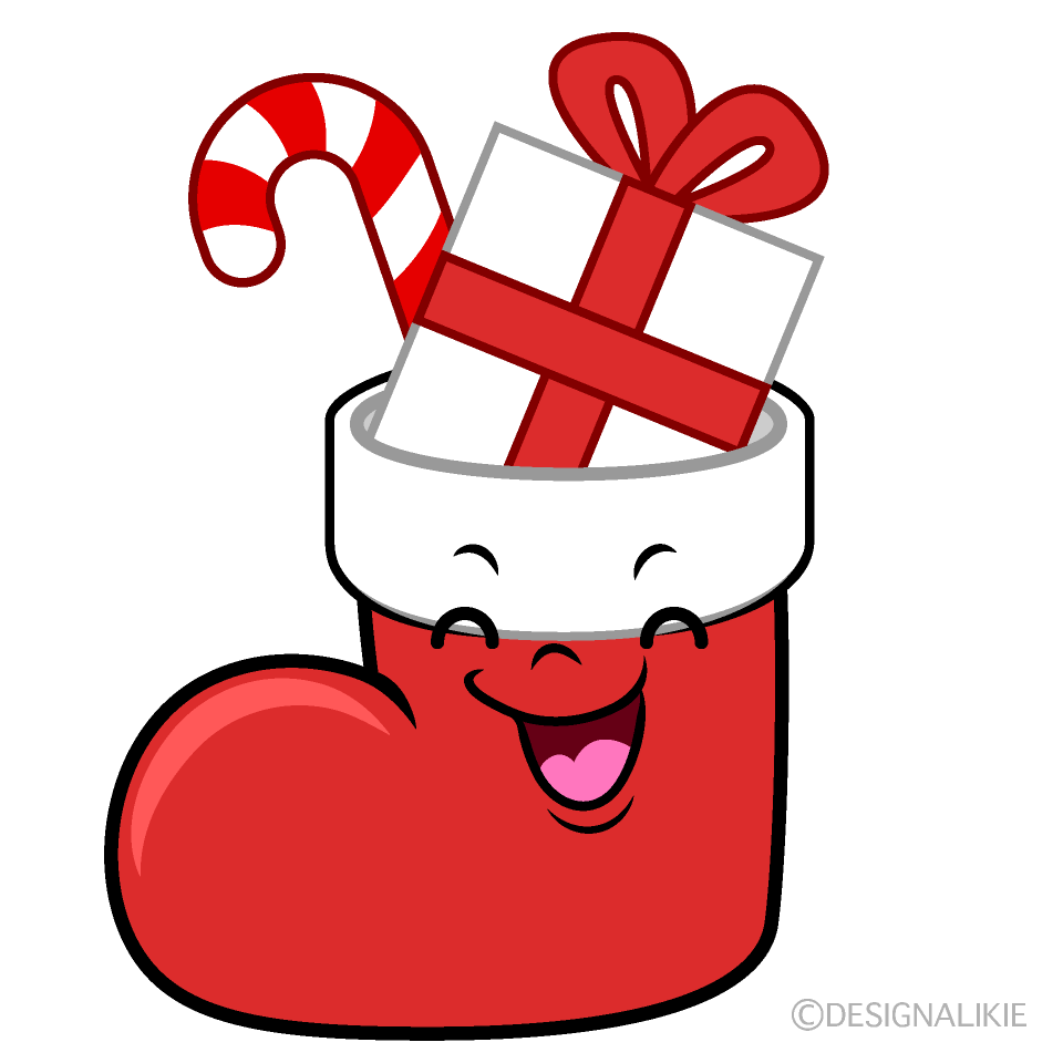 かわいい笑顔の長靴プレゼントイラスト
