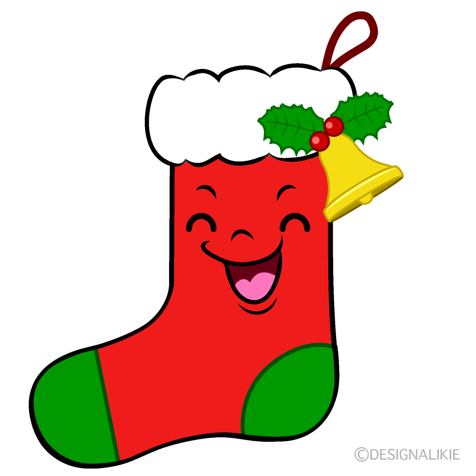 かわいい笑顔のクリスマス靴下イラスト