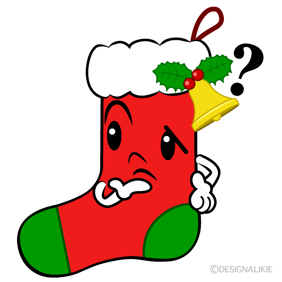 かわいい考えるクリスマス靴下イラスト