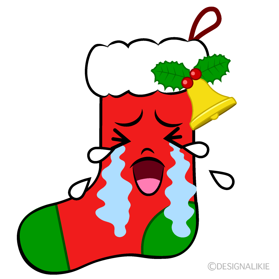 かわいい泣くクリスマス靴下イラスト