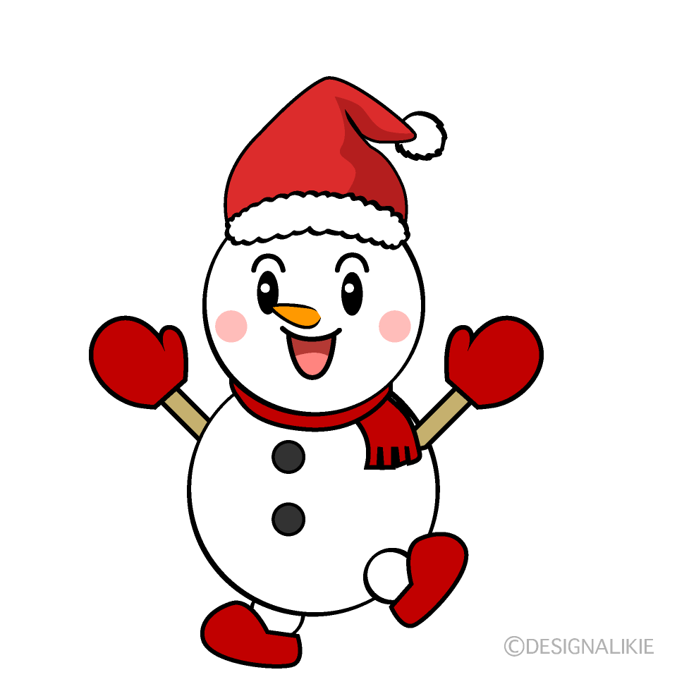 かわいい笑顔のクリスマス雪だるまイラスト