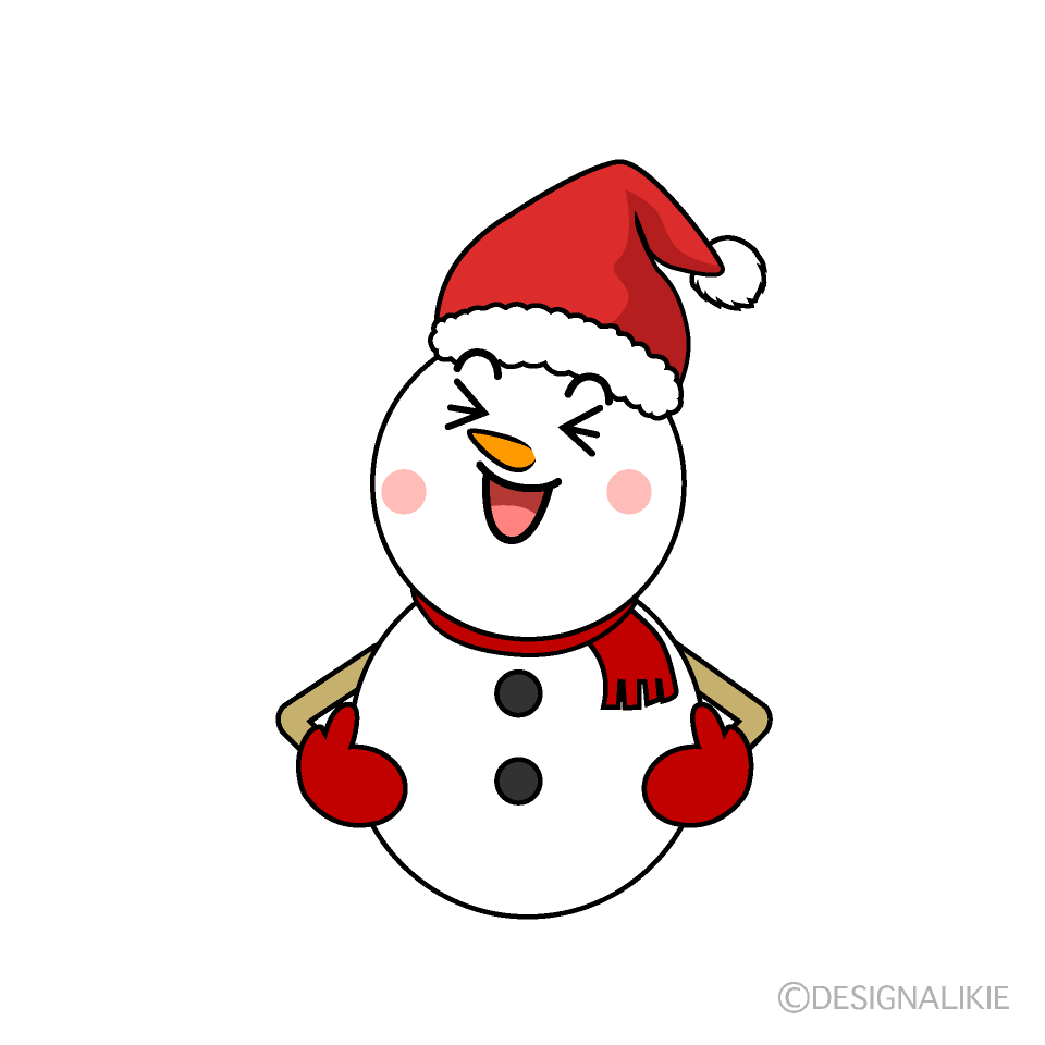 かわいい笑うクリスマス雪だるまイラスト