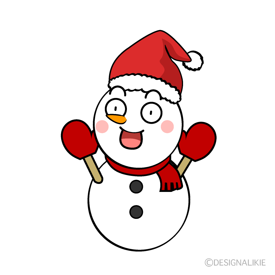 かわいい驚くクリスマス雪だるまイラスト