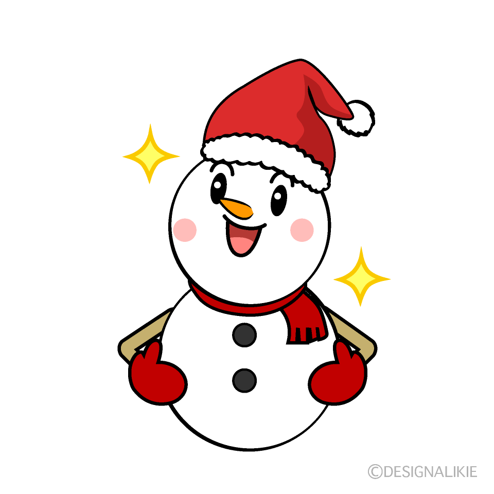 かわいい煌くクリスマス雪だるまイラスト