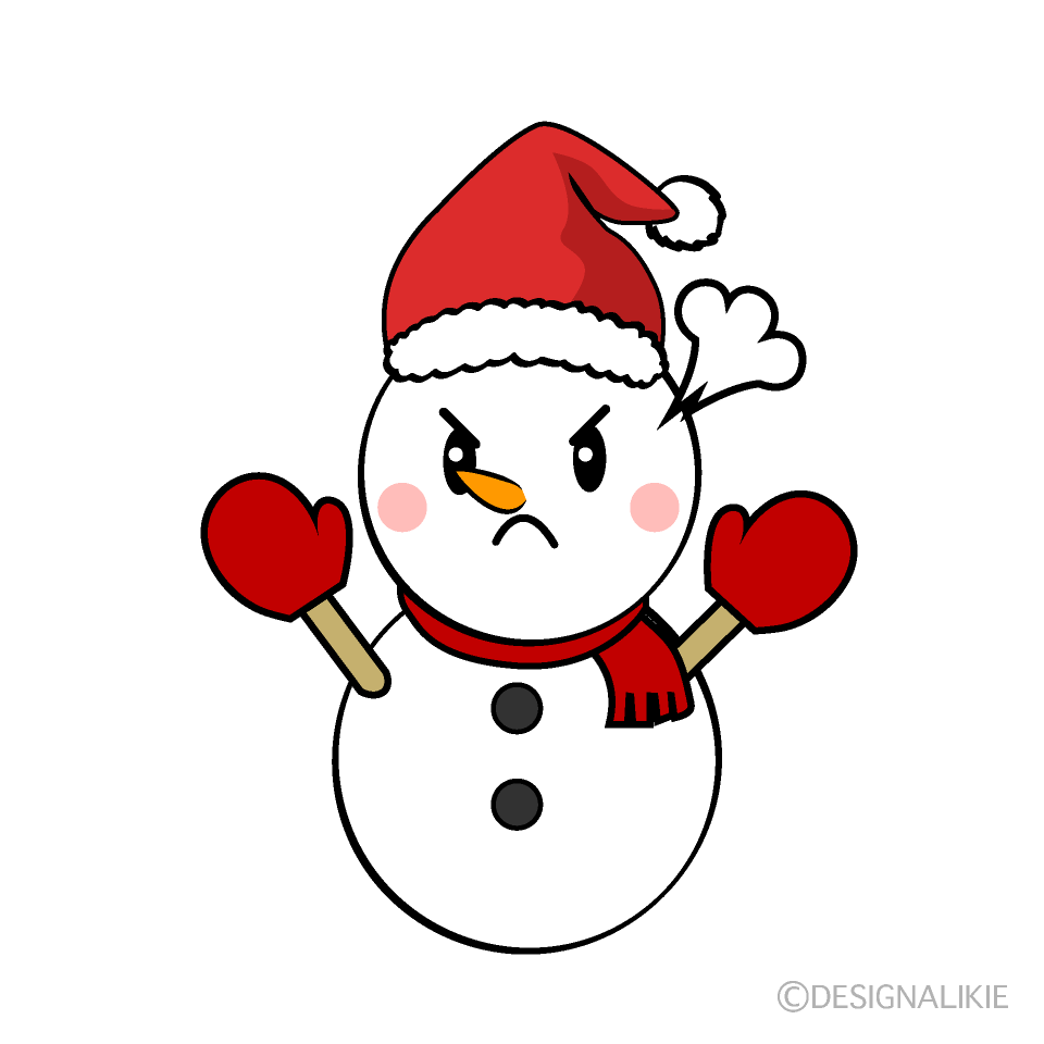 かわいい怒るクリスマス雪だるまイラスト