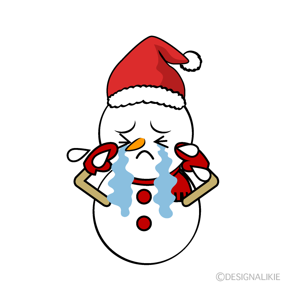 かわいい泣くクリスマス雪だるまイラスト