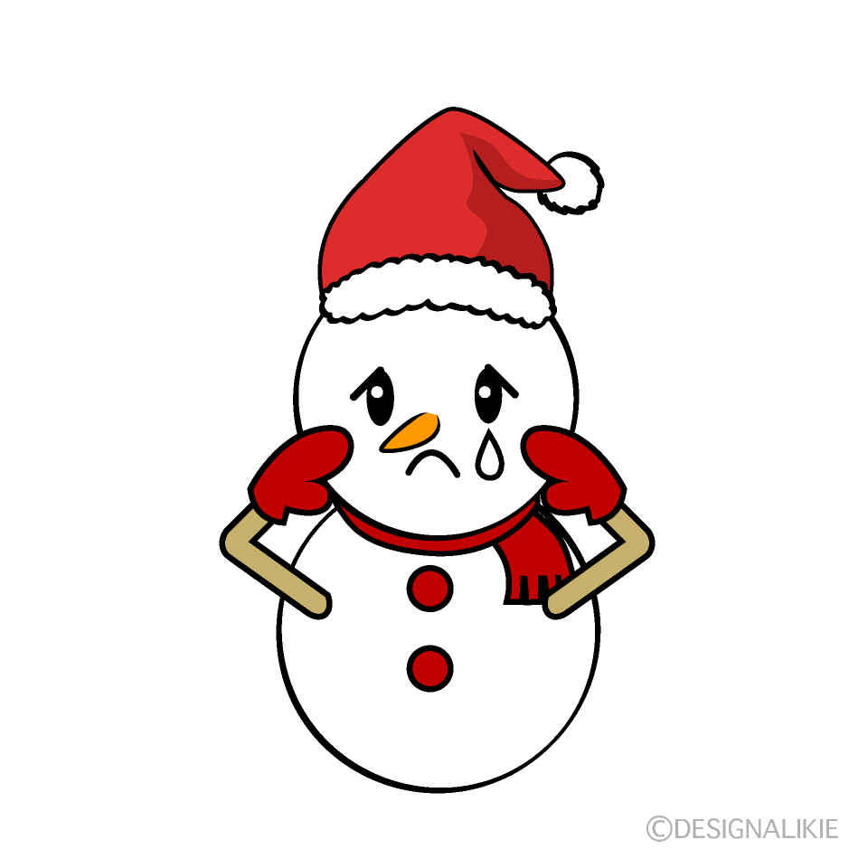 かわいい悲しいクリスマス雪だるまイラスト