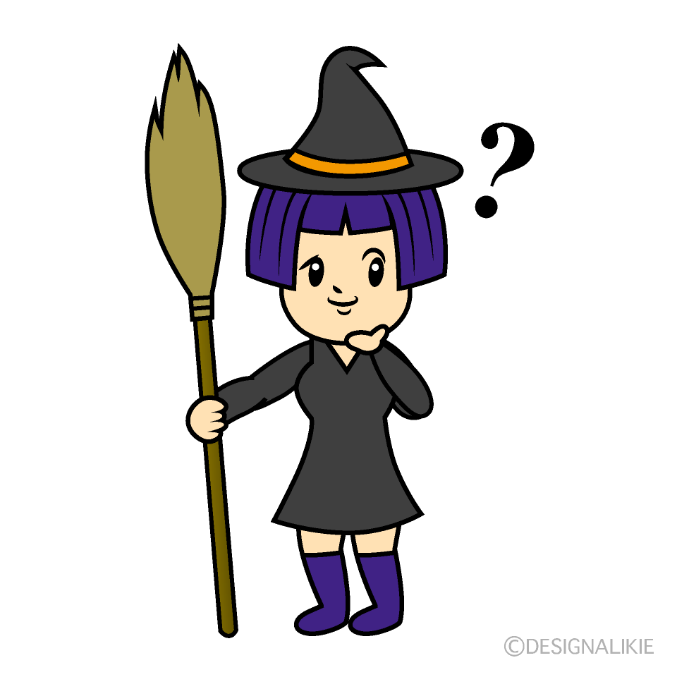 Cute Thinking Witch Clipart