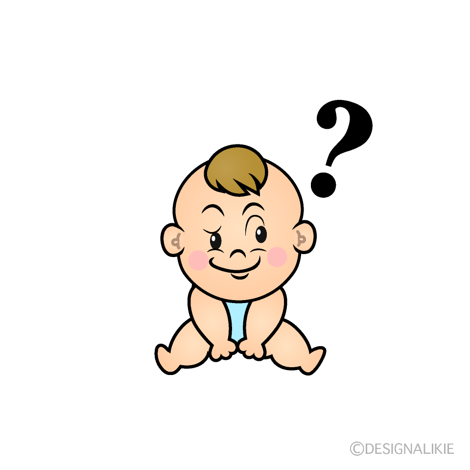 かわいい考える男の子赤ちゃんイラスト