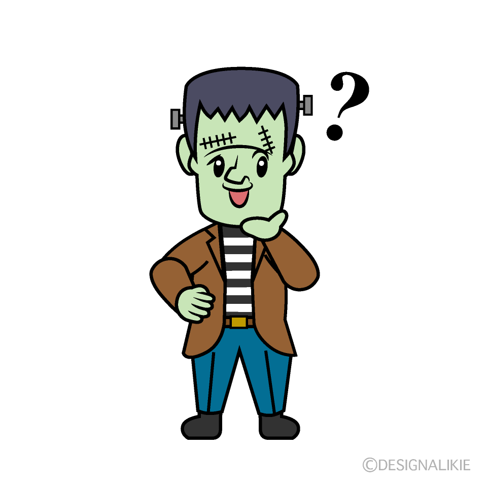 かわいい考えるフランケンシュタインイラスト
