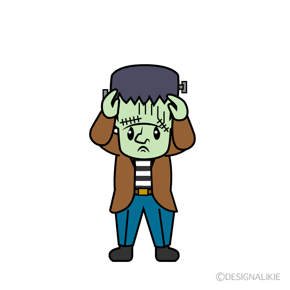 Cute Depressed Frankenstein Clipart