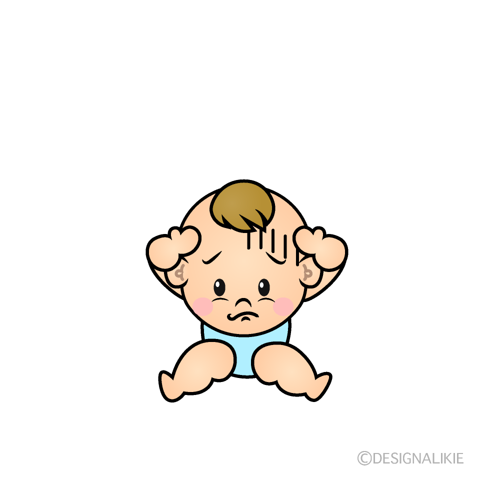 かわいい落ち込む男の子赤ちゃんイラスト