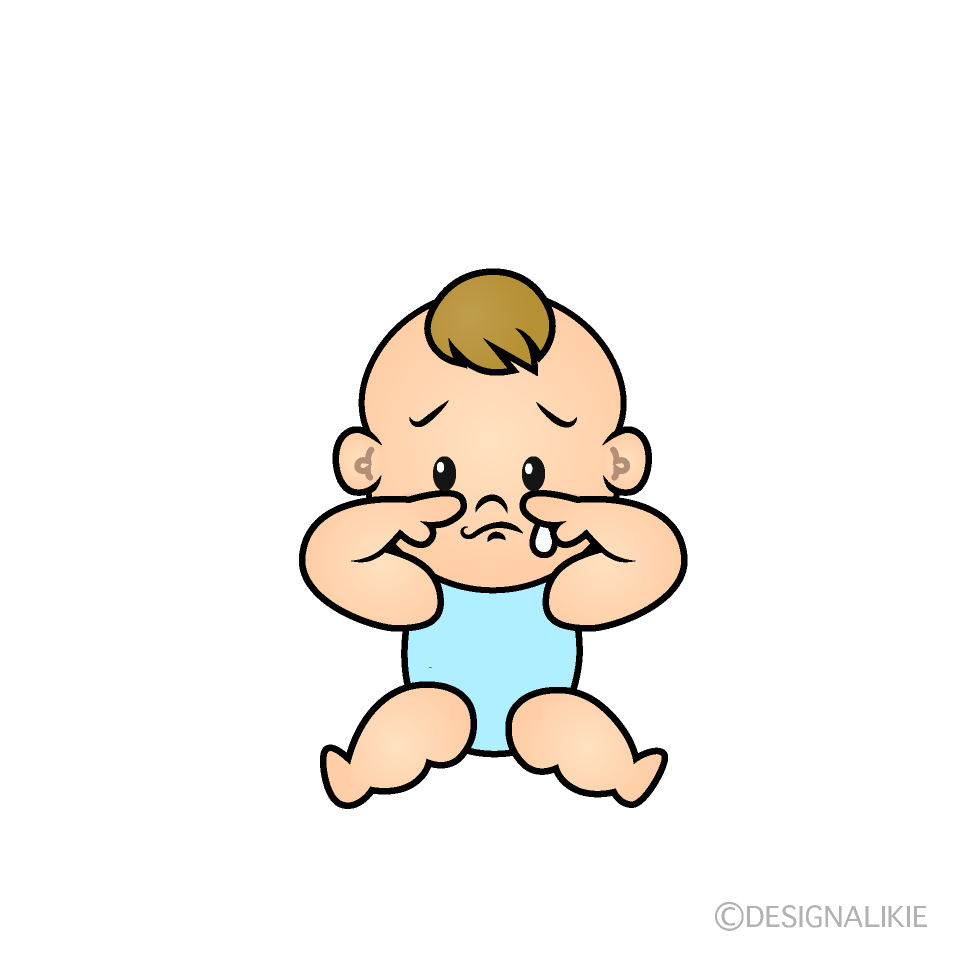かわいい悲しい男の子赤ちゃんイラスト