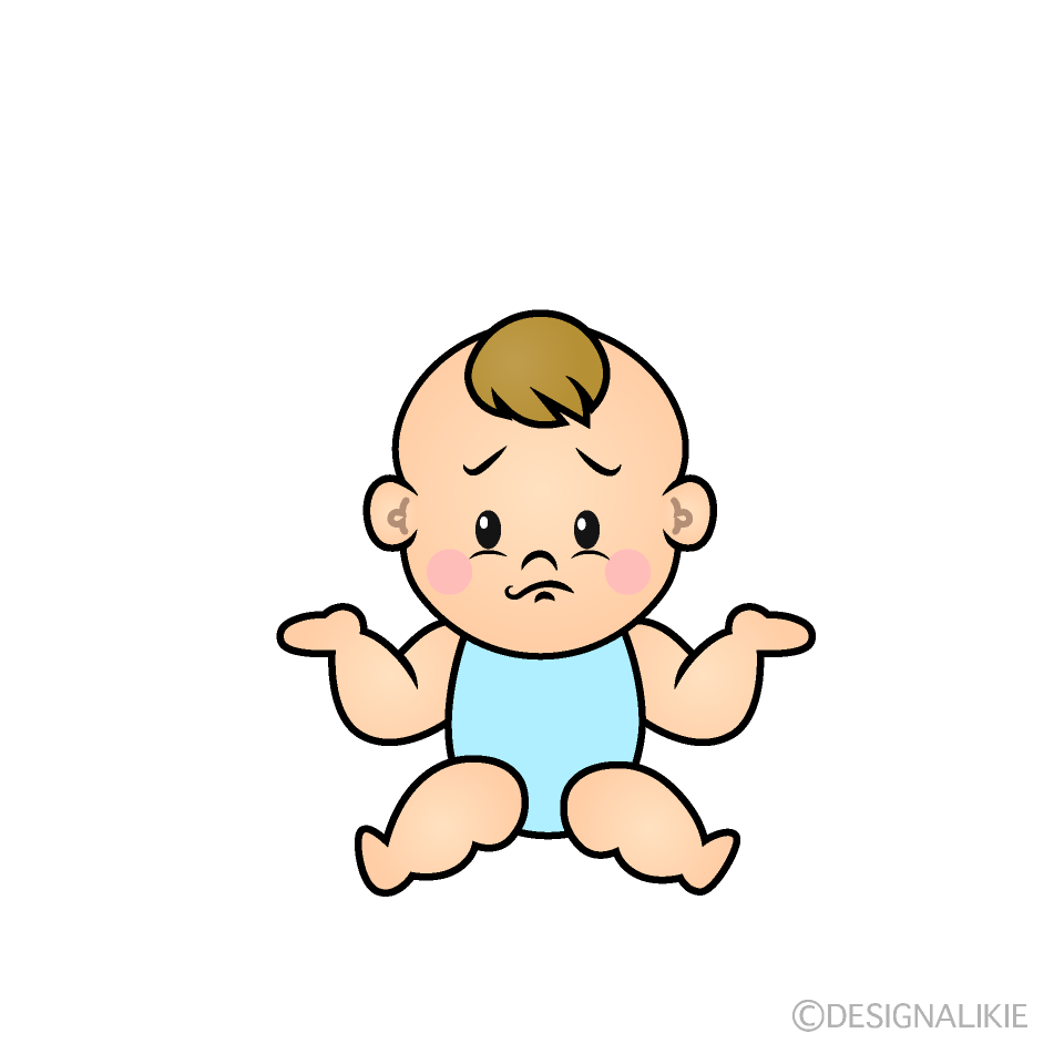 かわいい困る男の子赤ちゃんイラスト