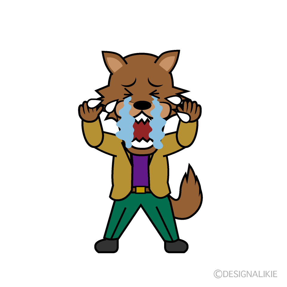 かわいい泣く狼男イラスト