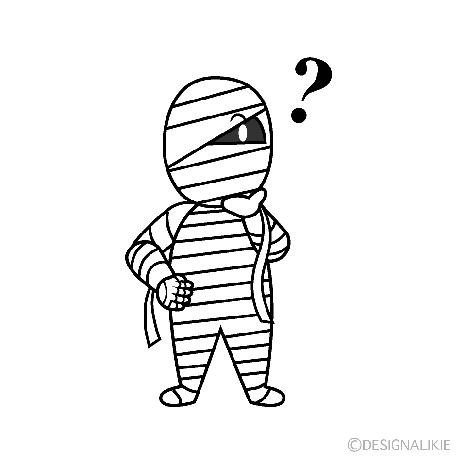かわいい考えるミイラ男イラスト