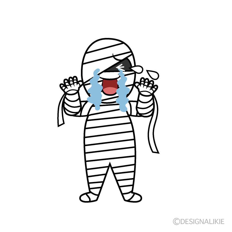 かわいい泣くミイラ男イラスト