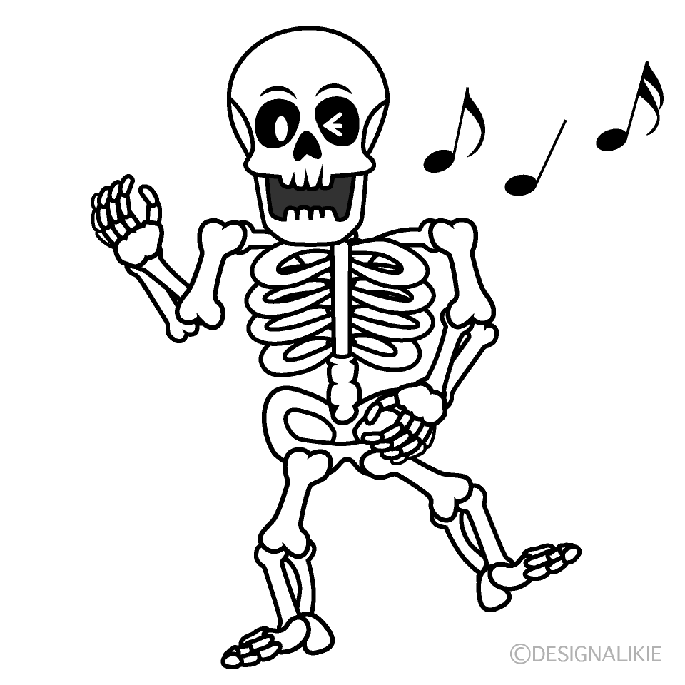 Cute Singing Skeleton Clipart