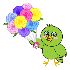 花束を贈る小鳥