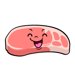笑顔の豚肉