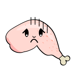 お辞儀する鶏肉