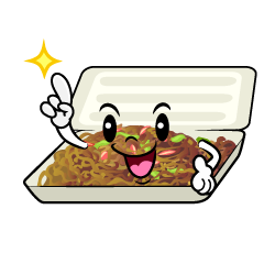 指差しする焼きそば