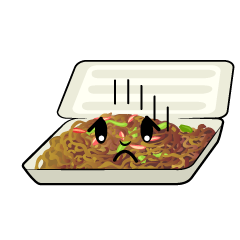お辞儀する焼きそば