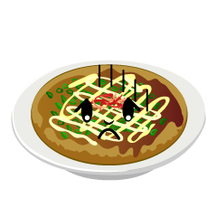 お辞儀するお好み焼き