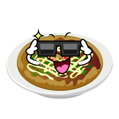 サングラスのお好み焼き