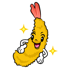 ポーズするエビフライ