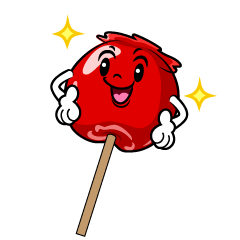 ポーズするりんご飴