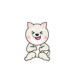 笑う白犬