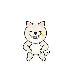 ニヤリとする白犬