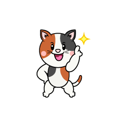 指差しする三毛猫