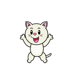 驚く白猫