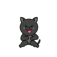笑う黒猫