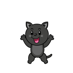 驚く黒猫