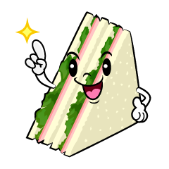 指差しするハムサンドイッチ