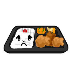 お辞儀するコンビニ弁当