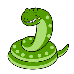 ニヤリとする緑ヘビ